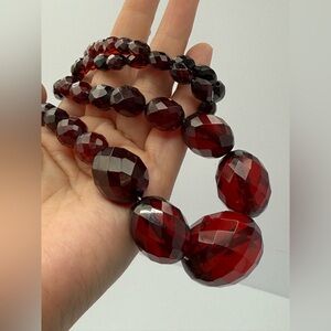 Faceted Cherry Amber antique necklace